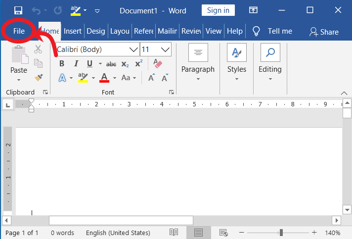 File menu in ms word | Delete a blank page in word