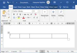 Secret or shortcut to insert the table in ms word