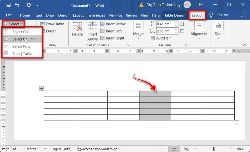 How to select a Table, Row, Column or Cell