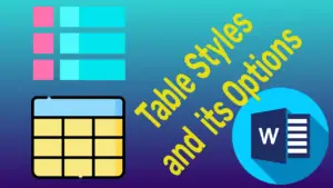 What are the Table Style Options and Its Styles in MS-Word