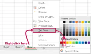 Change worksheet Tab Color in MS-Excel