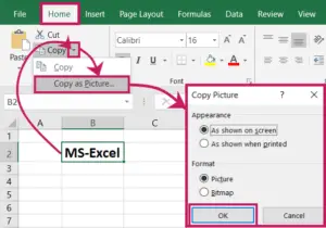 Copy Text as a Picture in excel