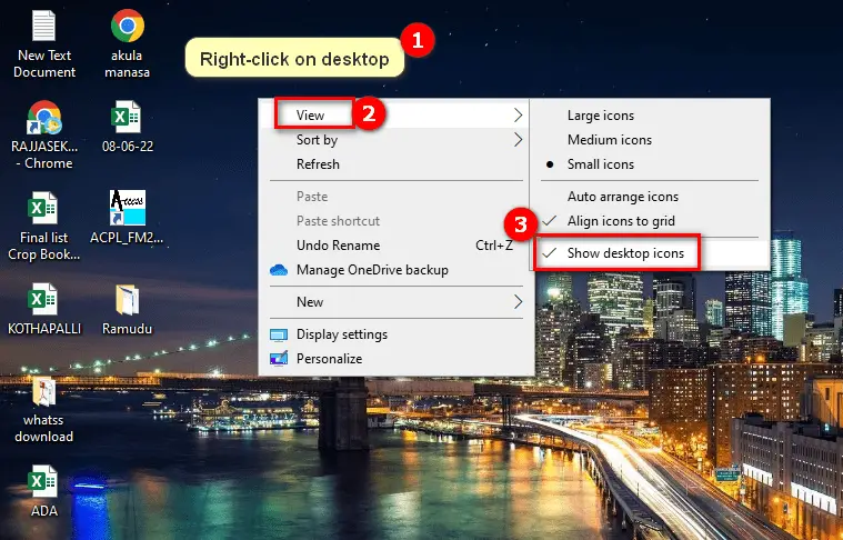 Show or hide desktop icons in Windows 10