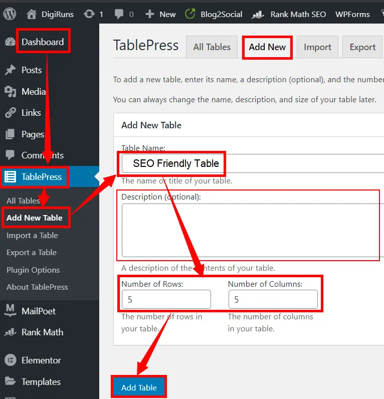 Create a Table in WordPress using the TablePress Plugin