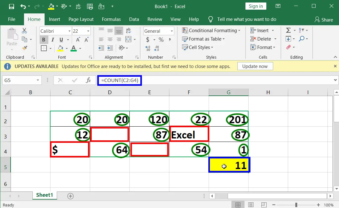 Difference between count and counta in excel