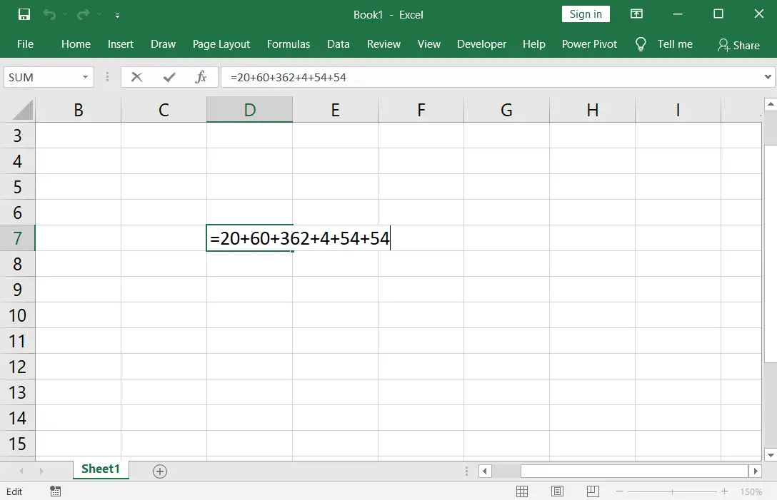 Sum or Total Formula in Excel