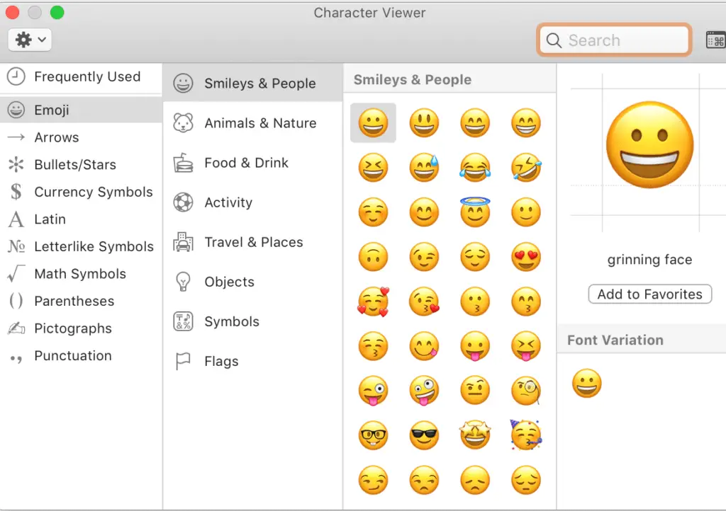 MAC emoji shortcut