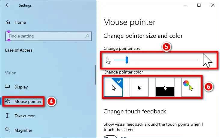 How to change mouse pointer style, size in Windows 10