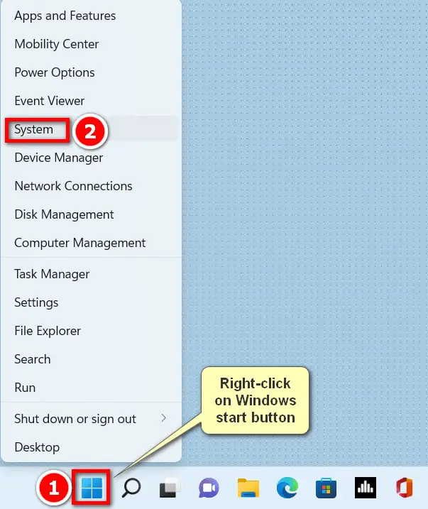 Right-click Windows and then select system