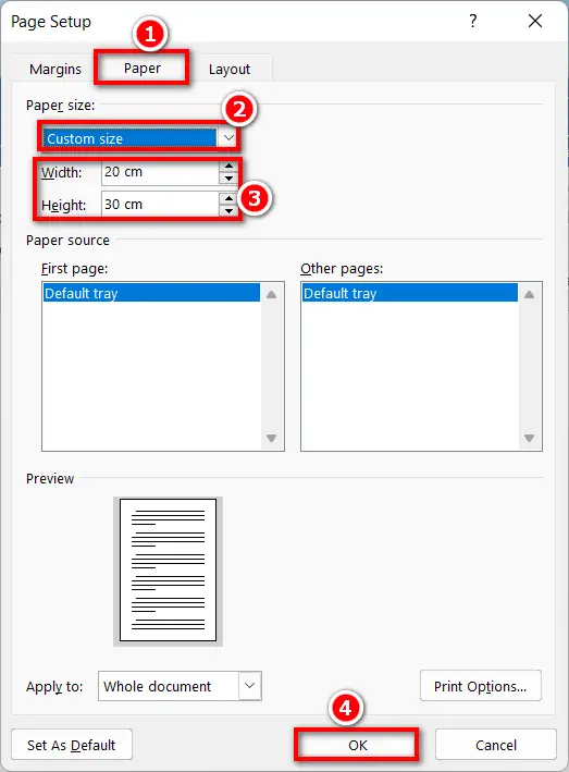 Resize a Microsoft Word document